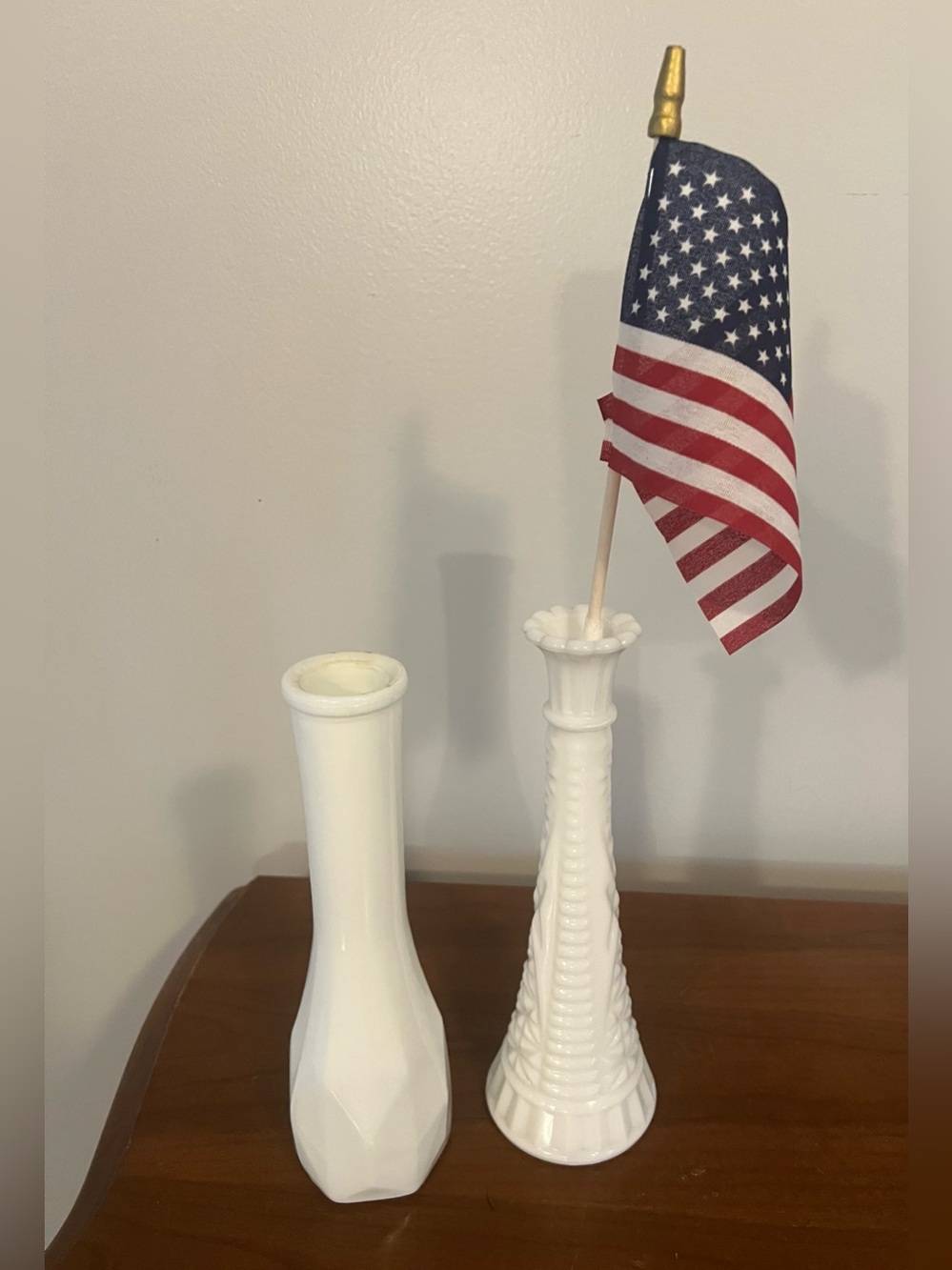 White Milk Glass Bud Vases - Set of 2